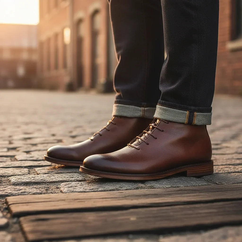 Robbin – Hand-Finished Genuine Leather Ankle Boots for Men