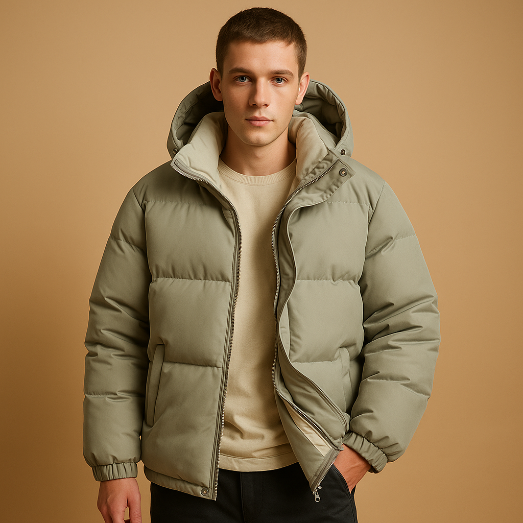 Milan Men’s Hooded Puffer Jacket – Lightweight Quilted Winter Coat