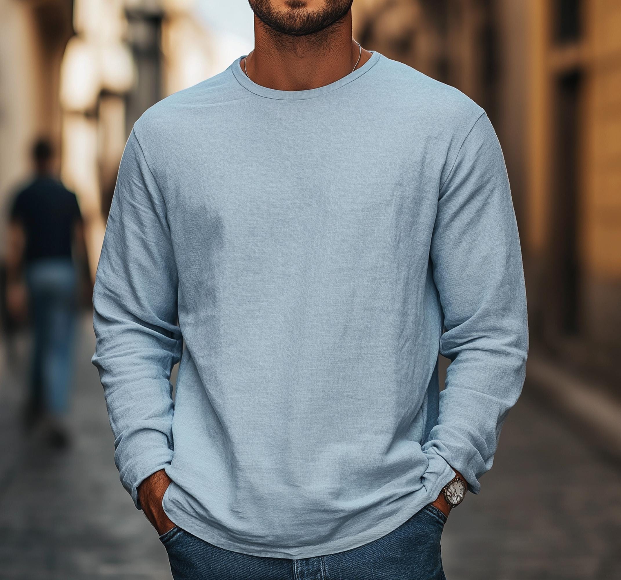 Pure Linen Long Sleeve Shirt Lightweight Casual Menswear