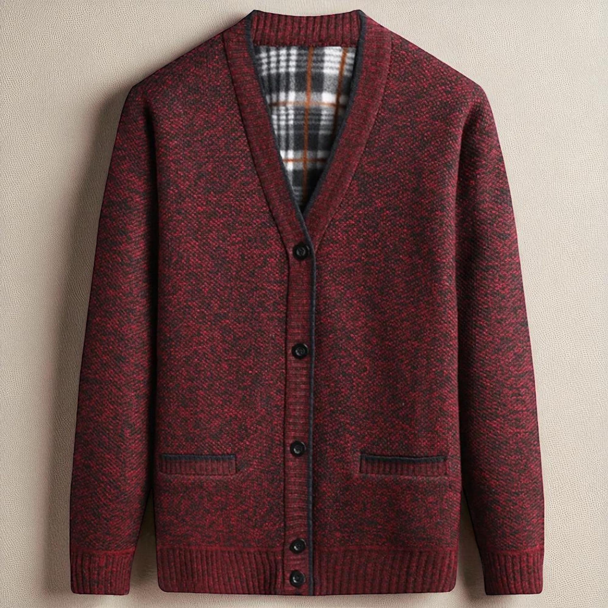 Men’s Textured Knit Cardigan – Cotton Blend Button-Up Design