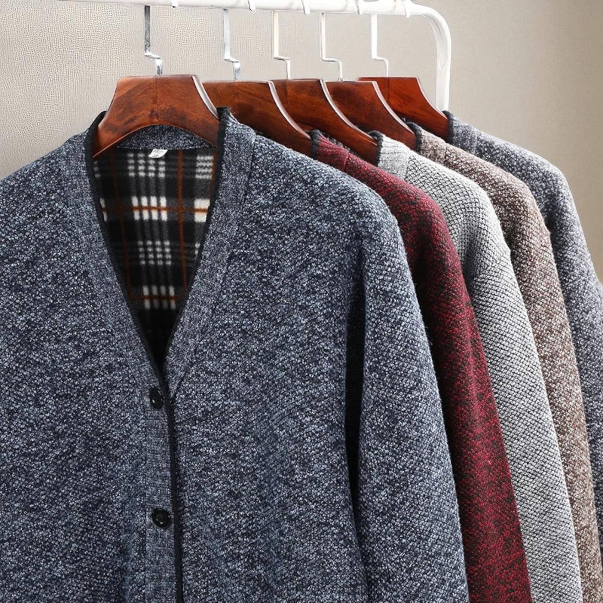 Men’s Textured Knit Cardigan – Cotton Blend Button-Up Design