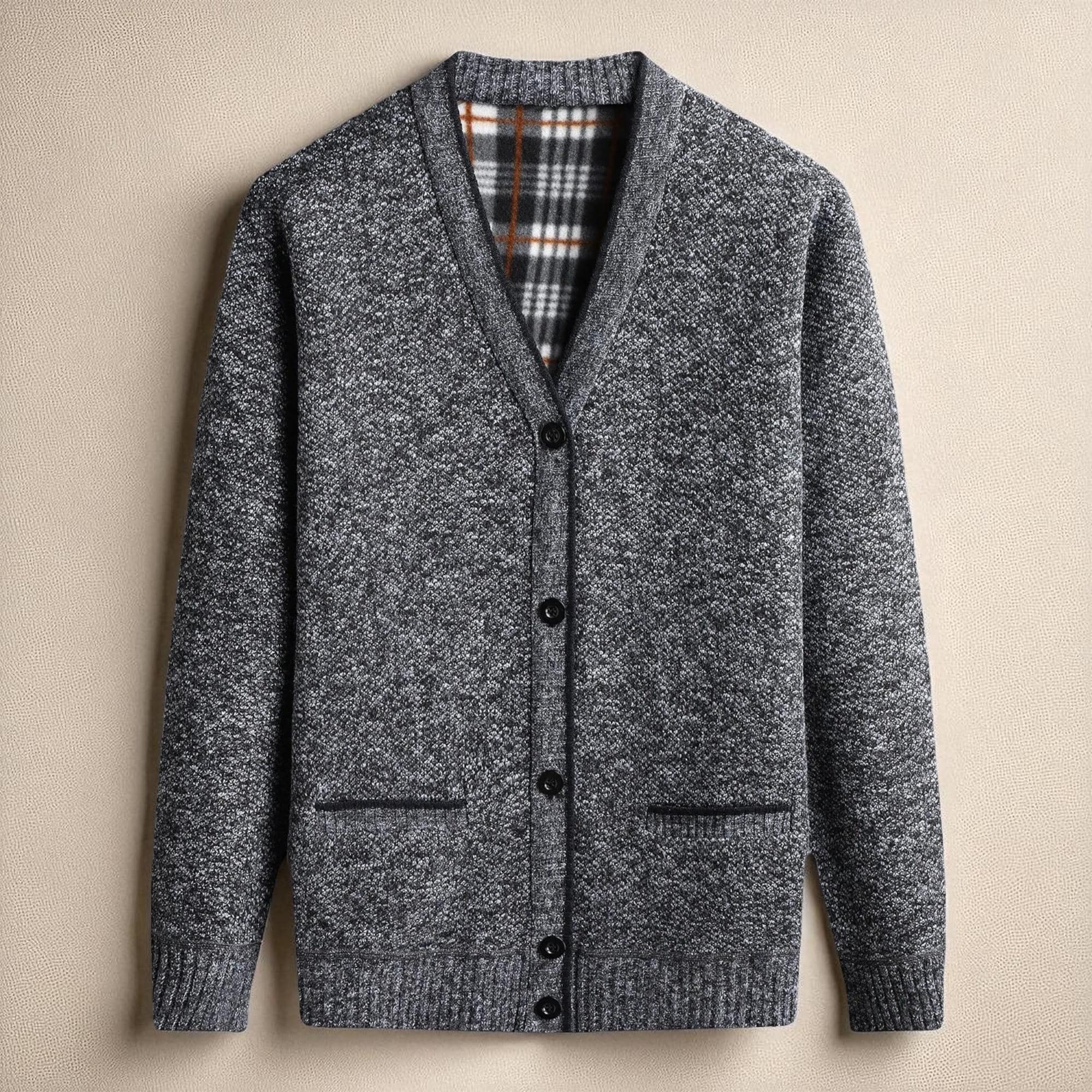 Men’s Textured Knit Cardigan – Cotton Blend Button-Up Design