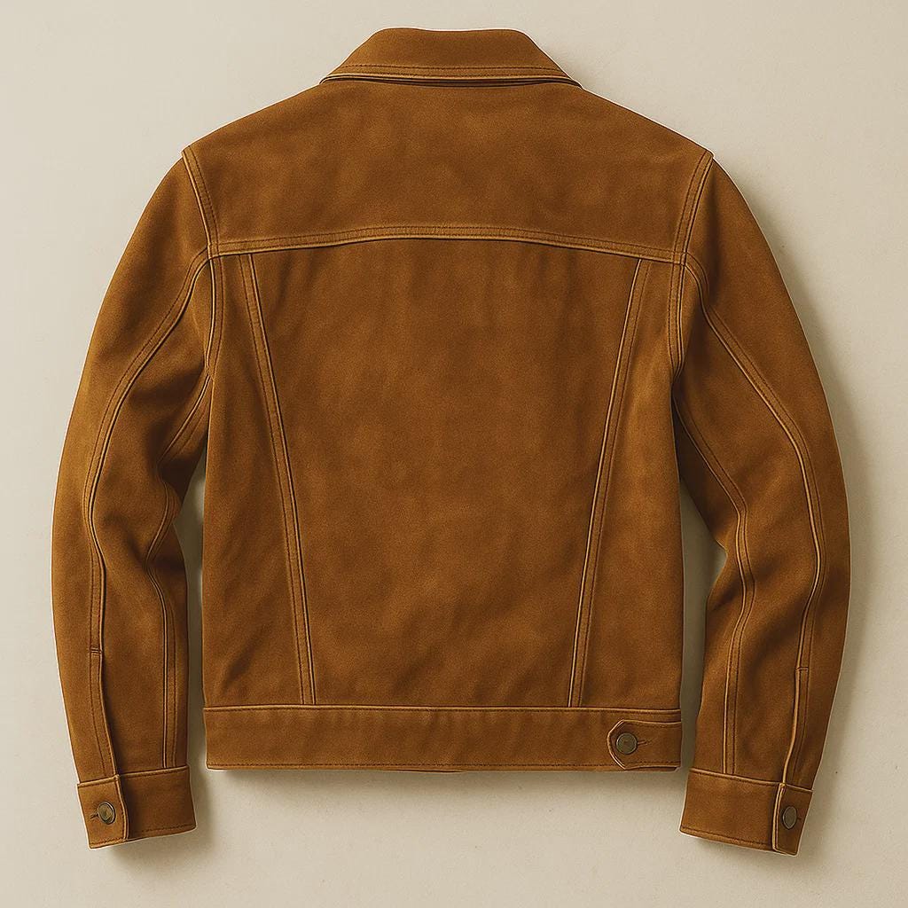 Brown Suede Leather Trucker JacketVintage Western Style