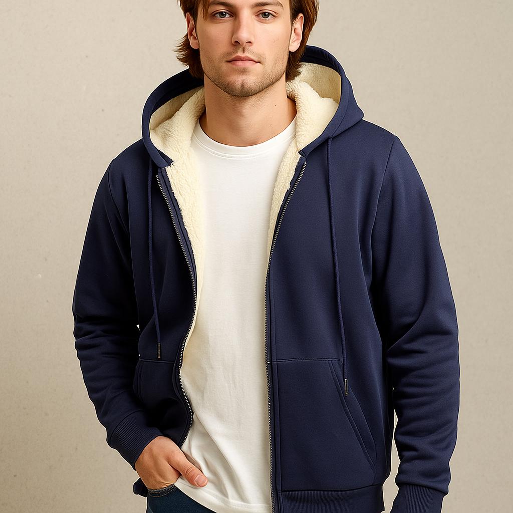 Men’s Zip-Up Hooded Sweatshirt – Clean Casual Design