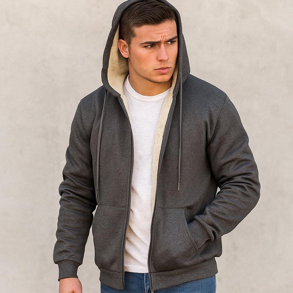 Men’s Zip-Up Hooded Sweatshirt – Clean Casual Design