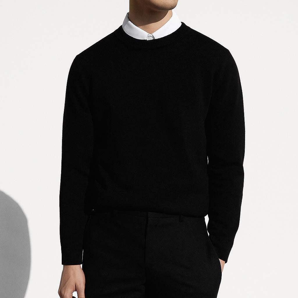 Men's Soft Knit Crew Neck Sweater Minimalist Solid Color Pullover