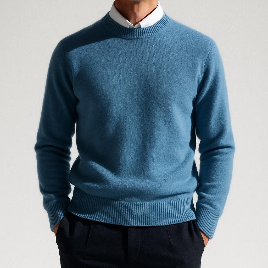Men's Soft Knit Crew Neck Sweater Minimalist Solid Color Pullover