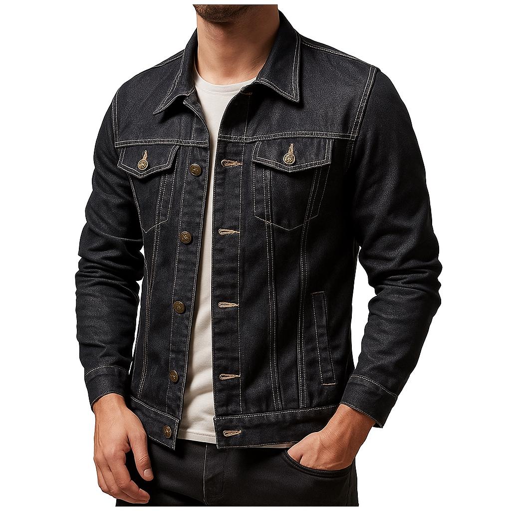 Men's Slim Fit Denim Jacket - Vintage Style Button-Up Jean Coat