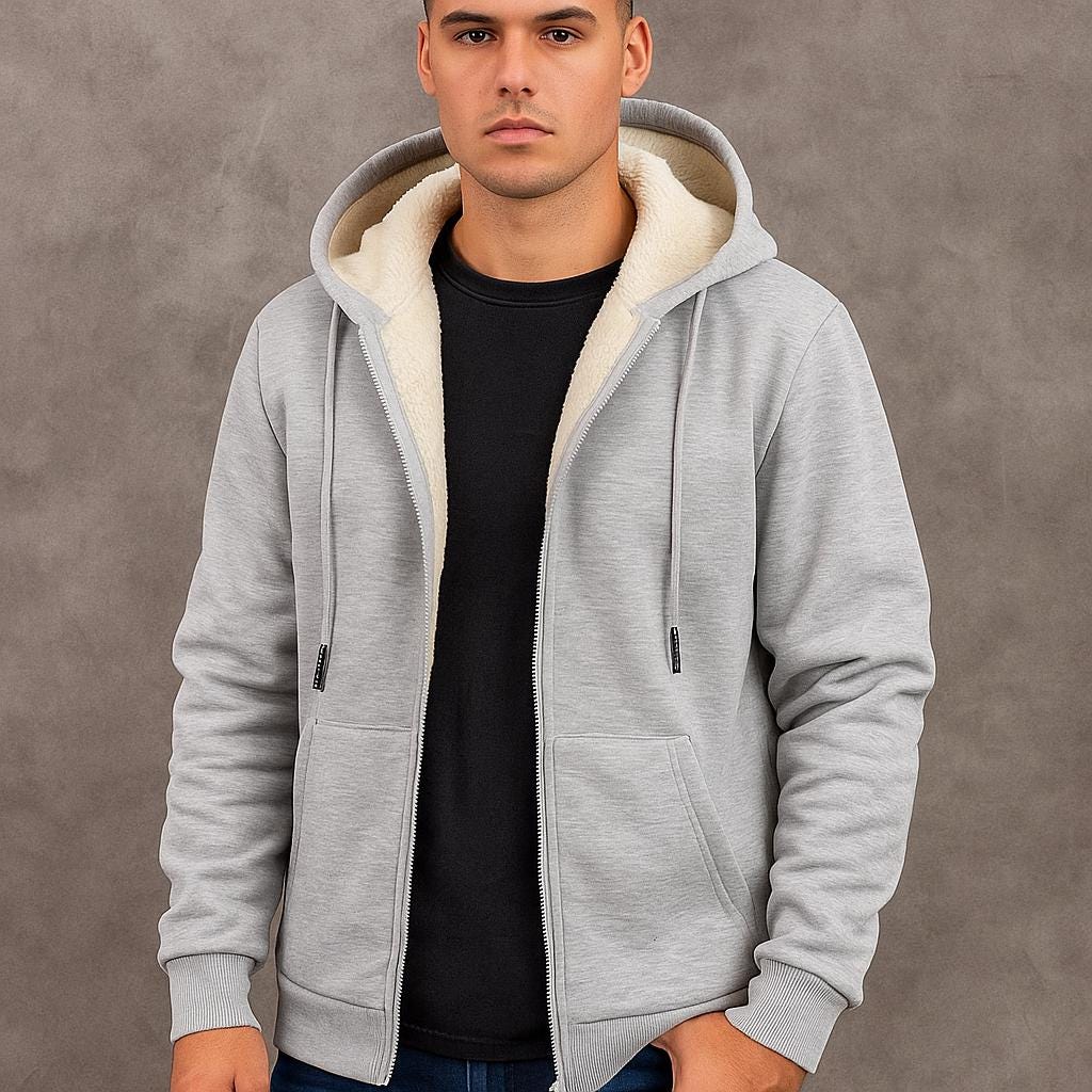 Men’s Zip-Up Hooded Sweatshirt – Clean Casual Design