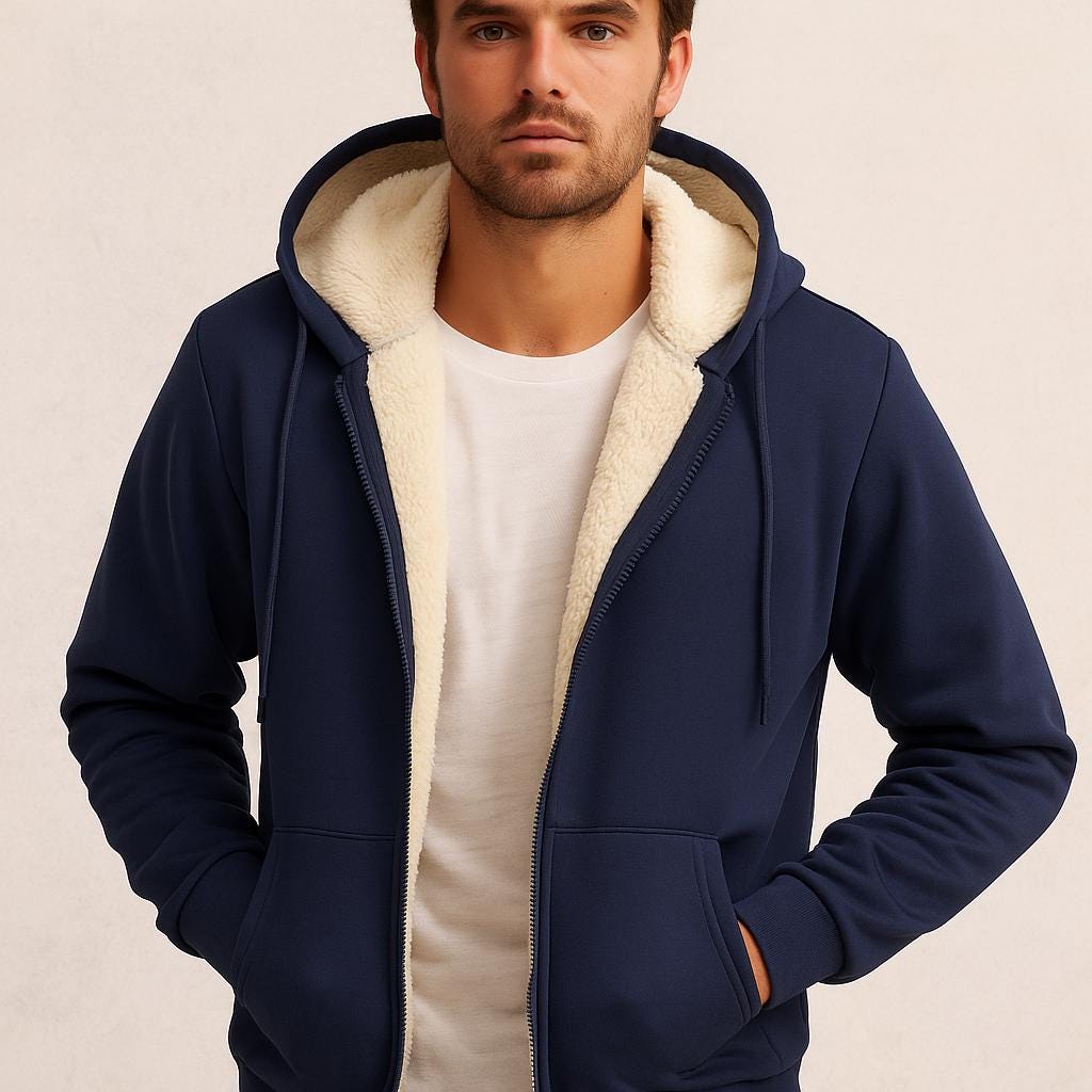 Men’s Zip-Up Hooded Sweatshirt – Clean Casual Design