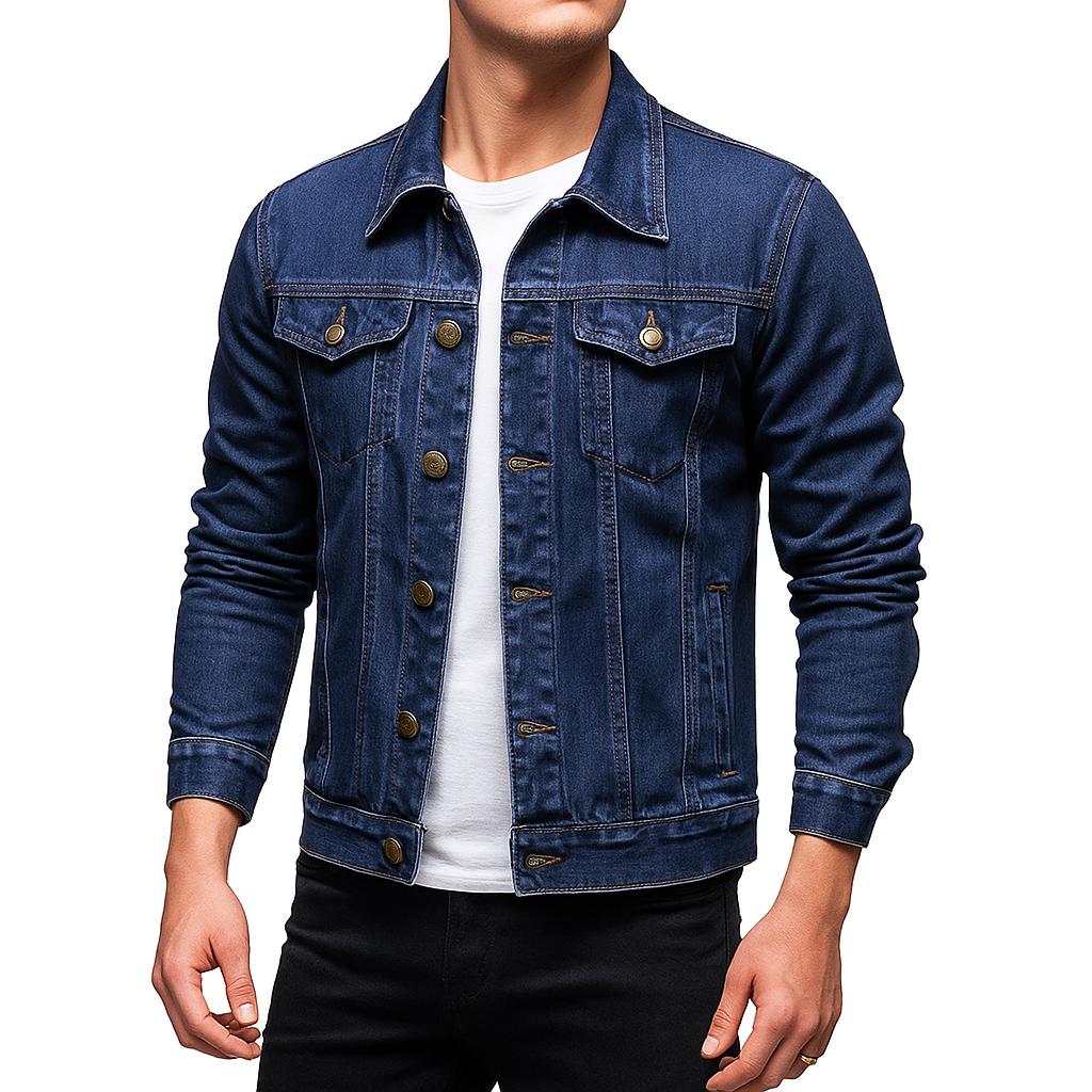 Men's Slim Fit Denim Jacket - Vintage Style Button-Up Jean Coat