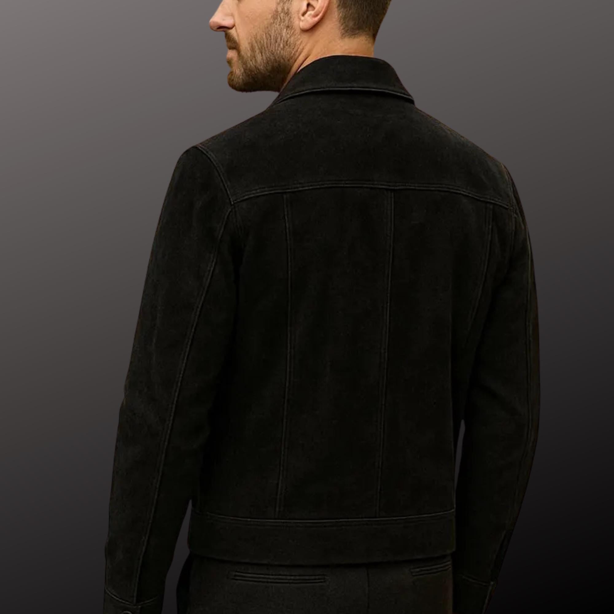 Men’s Vintage-Style Suede Jacket – Classic Structured Design