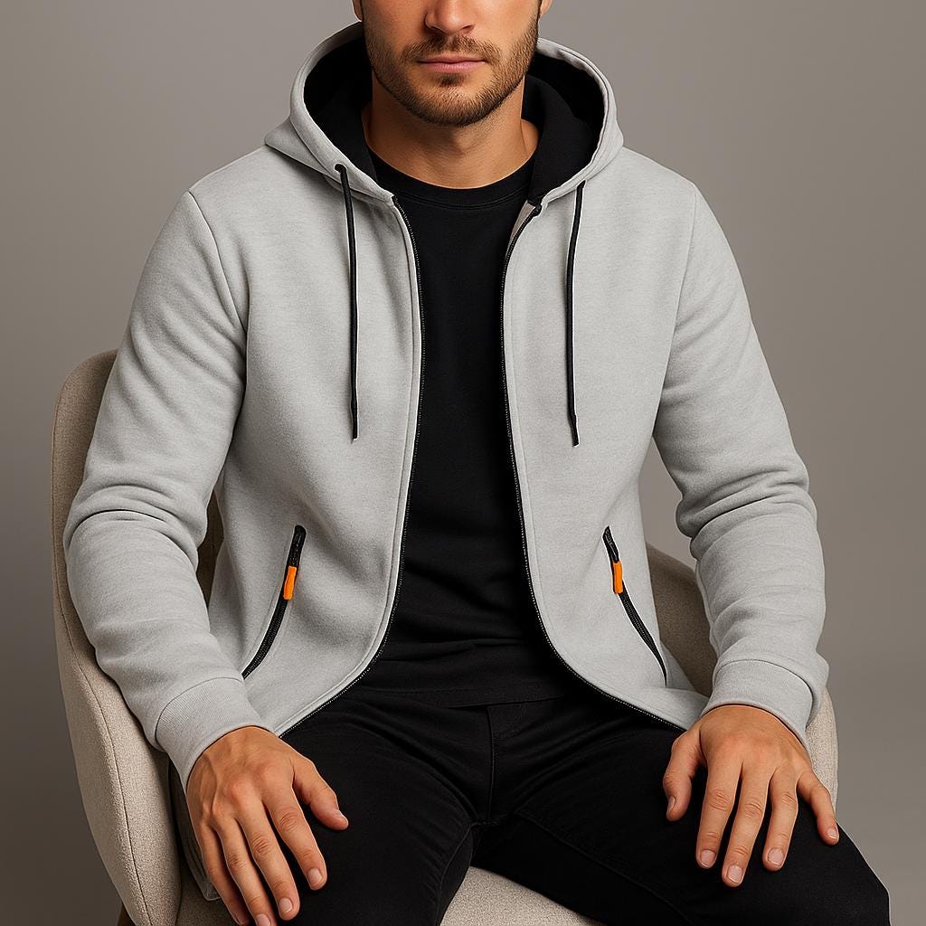 Men's Fleece-Lined Hooded ZIppered Jacket | Winter Sport Coat