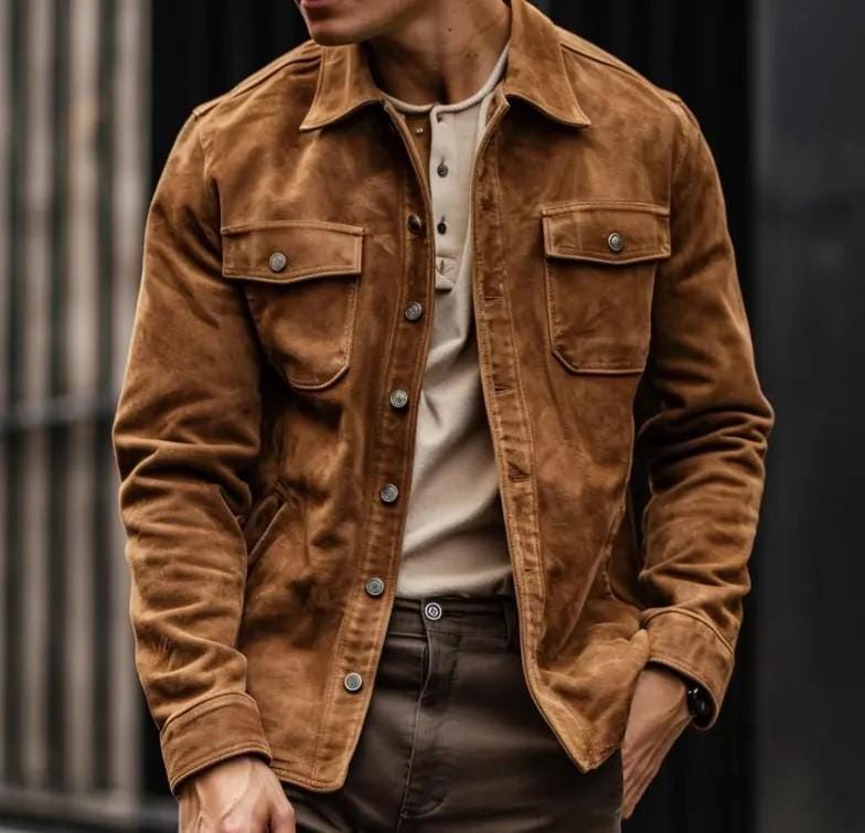 Men’s Button Up Trucker Jacket – Western-Inspired Design