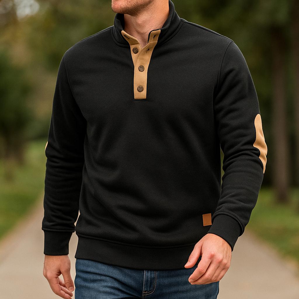 Men’s Button-Collar Pullover – Long Sleeve Casual Design Sweater