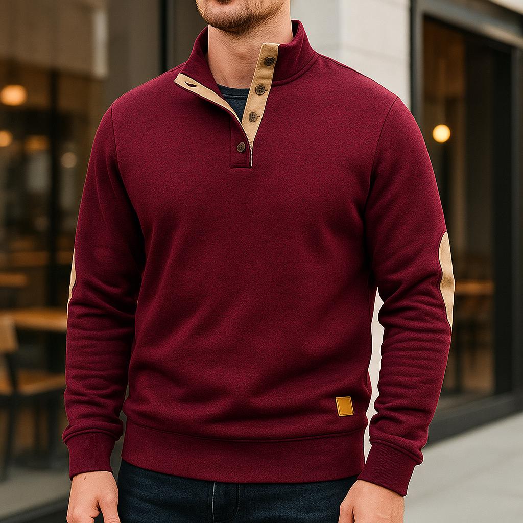 Men’s Button-Collar Pullover – Long Sleeve Casual Design Sweater