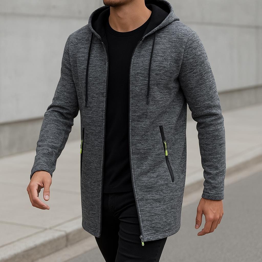 Men's Fleece-Lined Hooded ZIppered Jacket | Winter Sport Coat