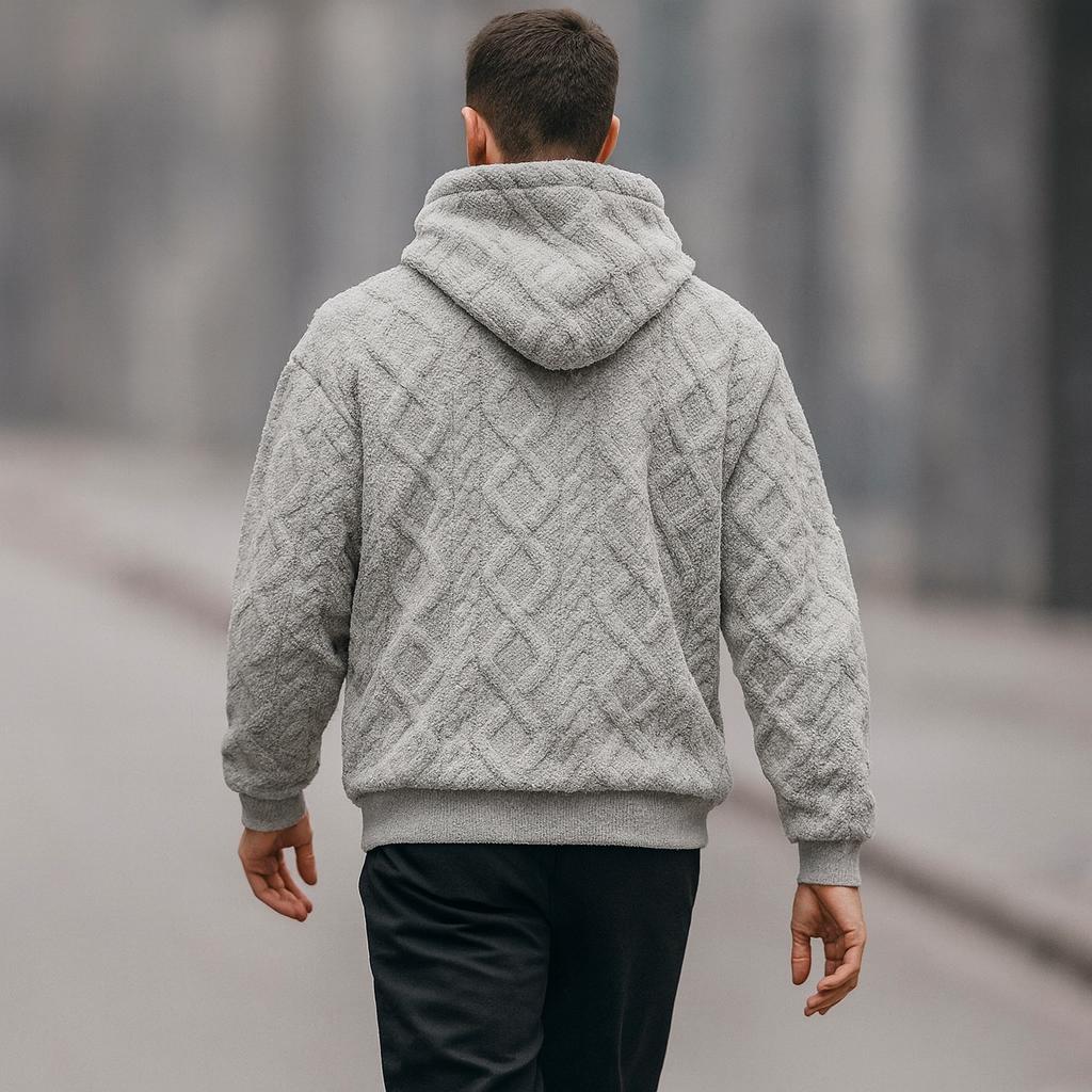 Men’s Streetwear Soft Oversized Hooded Pullover – Textured Design