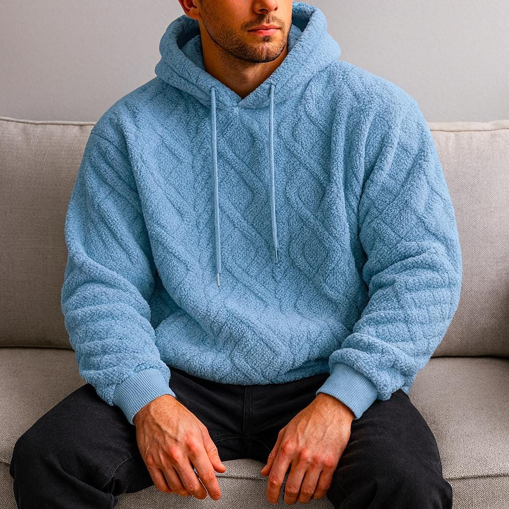 Men’s Streetwear Soft Oversized Hooded Pullover – Textured Design
