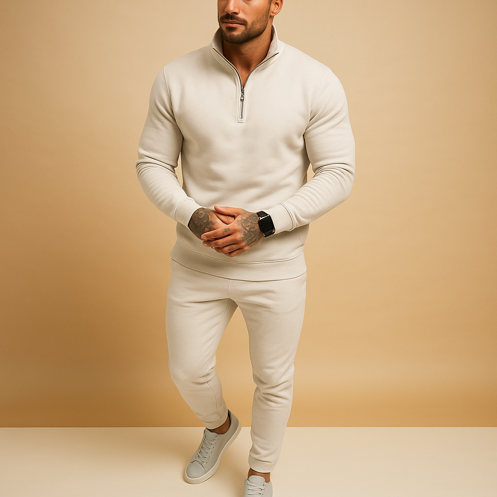 Men’s Tracksuit with Half-Zip Sweatshirt and Pants