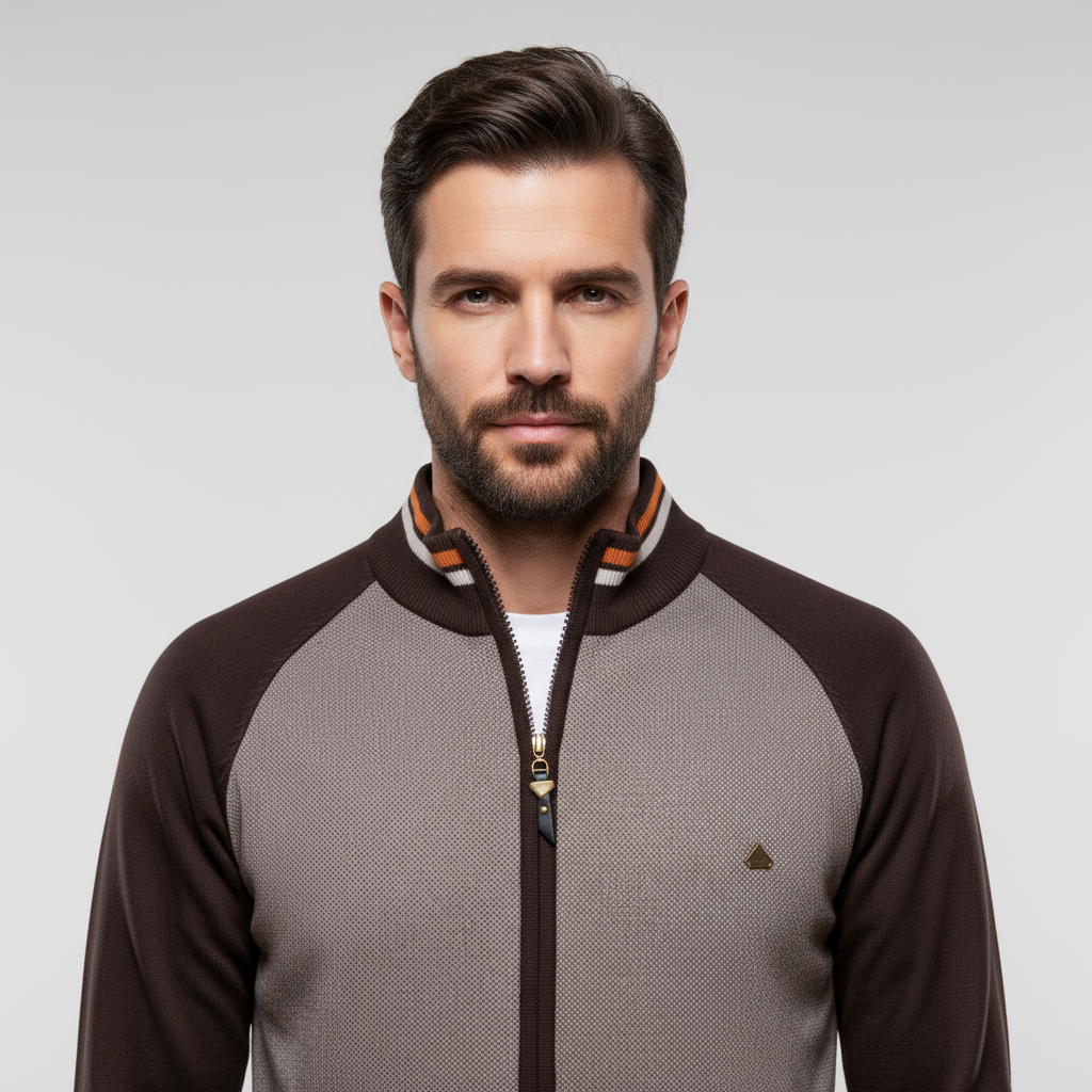 Tom Adams Striped Zipper Cardigan – Men’s Knit Sweater Jacket