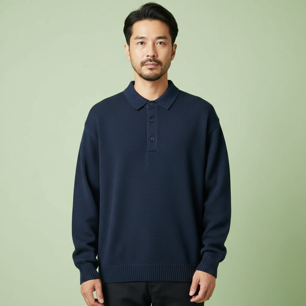 Men’s Long Sleeve Polo Sweater – Classic Knit Pullover | Timeless Smart Casual Style