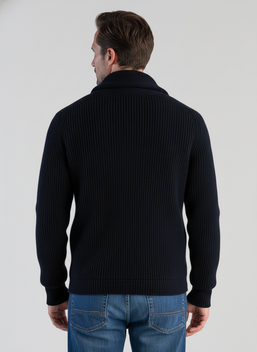 Men’s Lambswool Shawl Collar Jacket – Classic Knit Cardigan Style