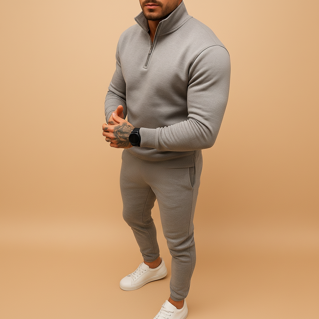 Men’s Tracksuit with Half-Zip Sweatshirt and Pants