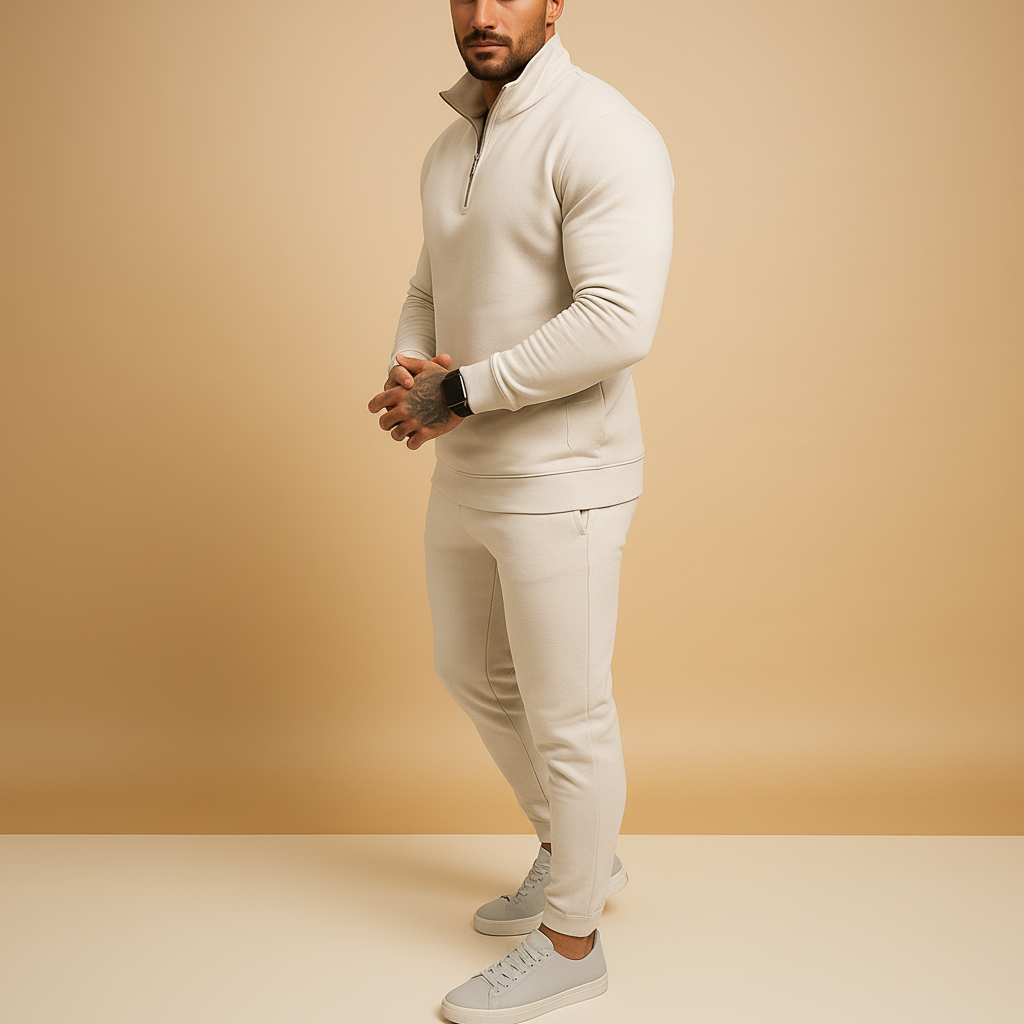 Men’s Tracksuit with Half-Zip Sweatshirt and Pants