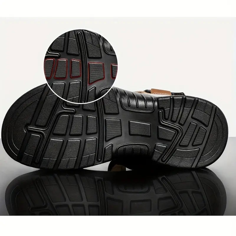 Dasfirin | Men's Leather Orthopedic Open-Toe Sport Sandals – Adjustable Straps & Air Cushion Sole