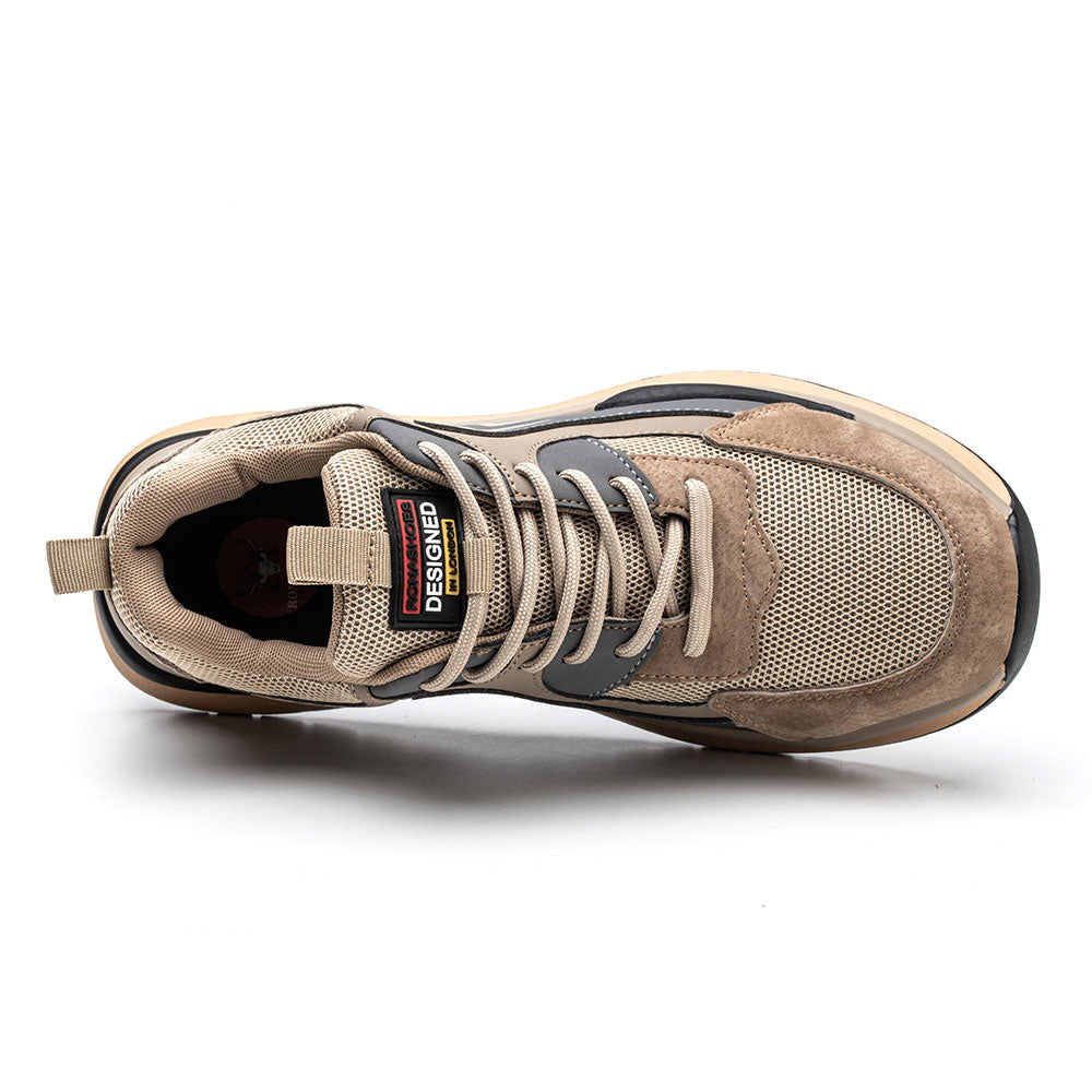 Beta Brown Safety Sneakers – Men’s Lightweight Steel Toe Work Shoes with Protective Design