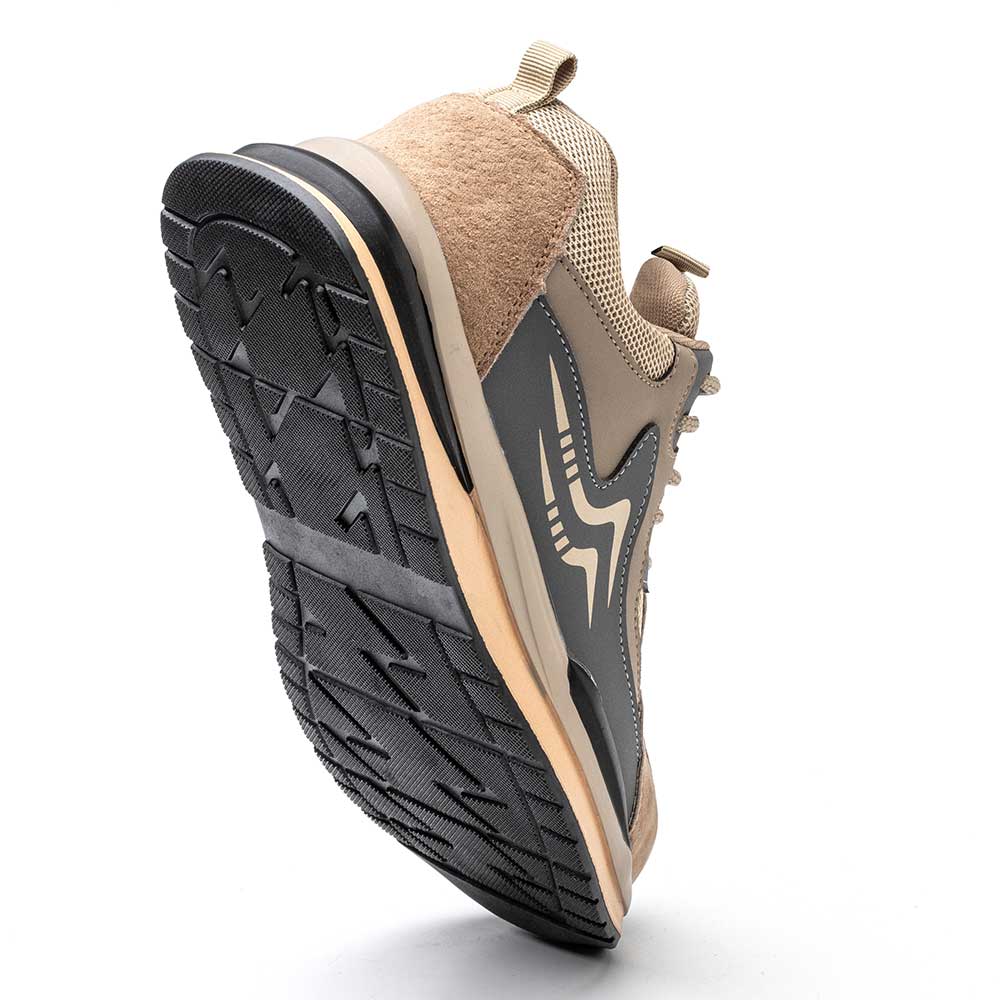 Beta Brown Safety Sneakers – Men’s Lightweight Steel Toe Work Shoes with Protective Design