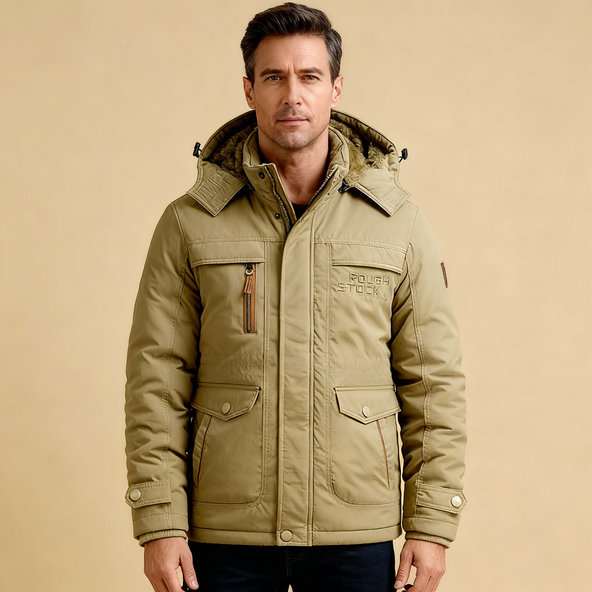 Men’s Tactical Winter Jacket – Waterproof Insulated Coat with Removable Hood