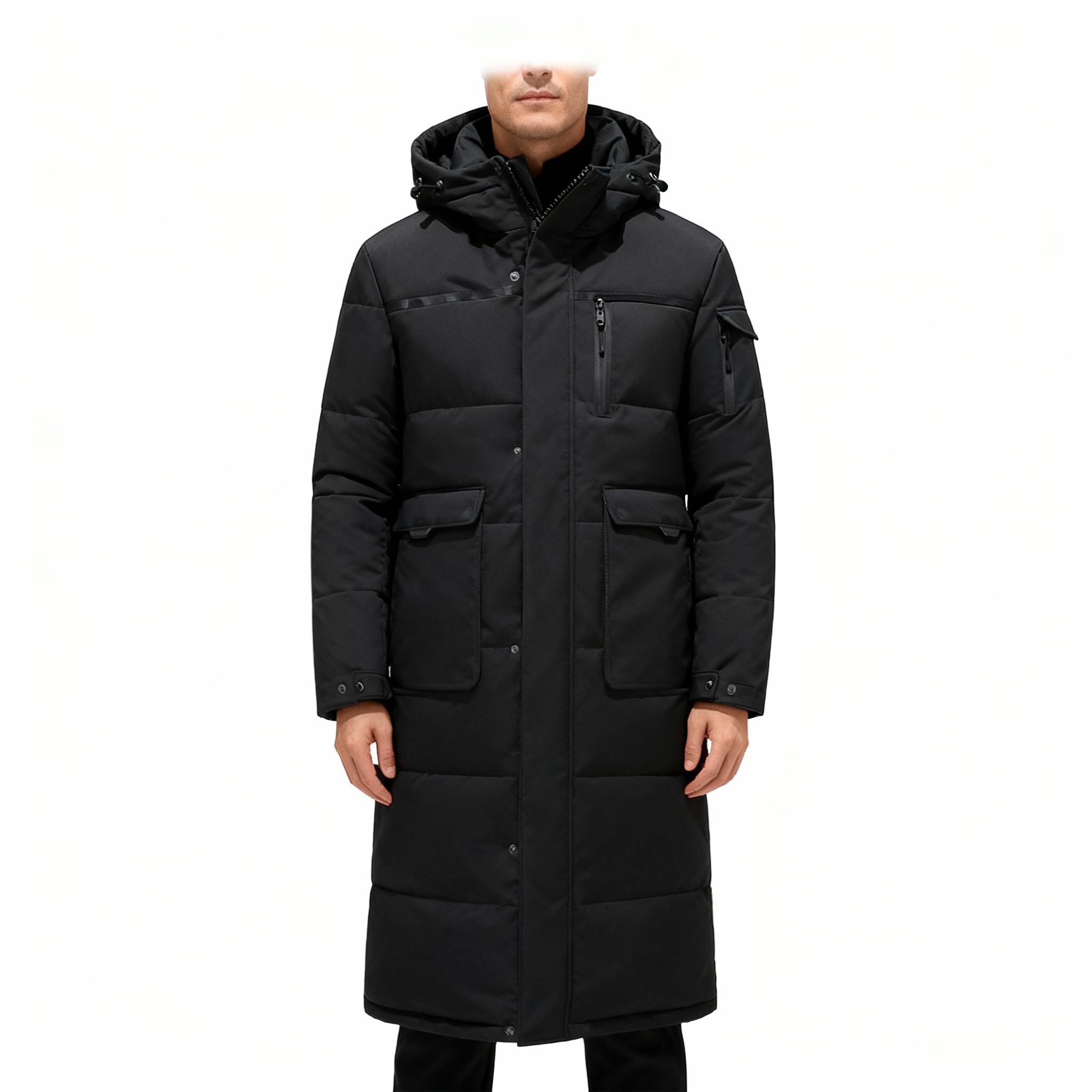 Waterproof Hooded Winter Long Jacket for Men – Warm, Sleek & Durable