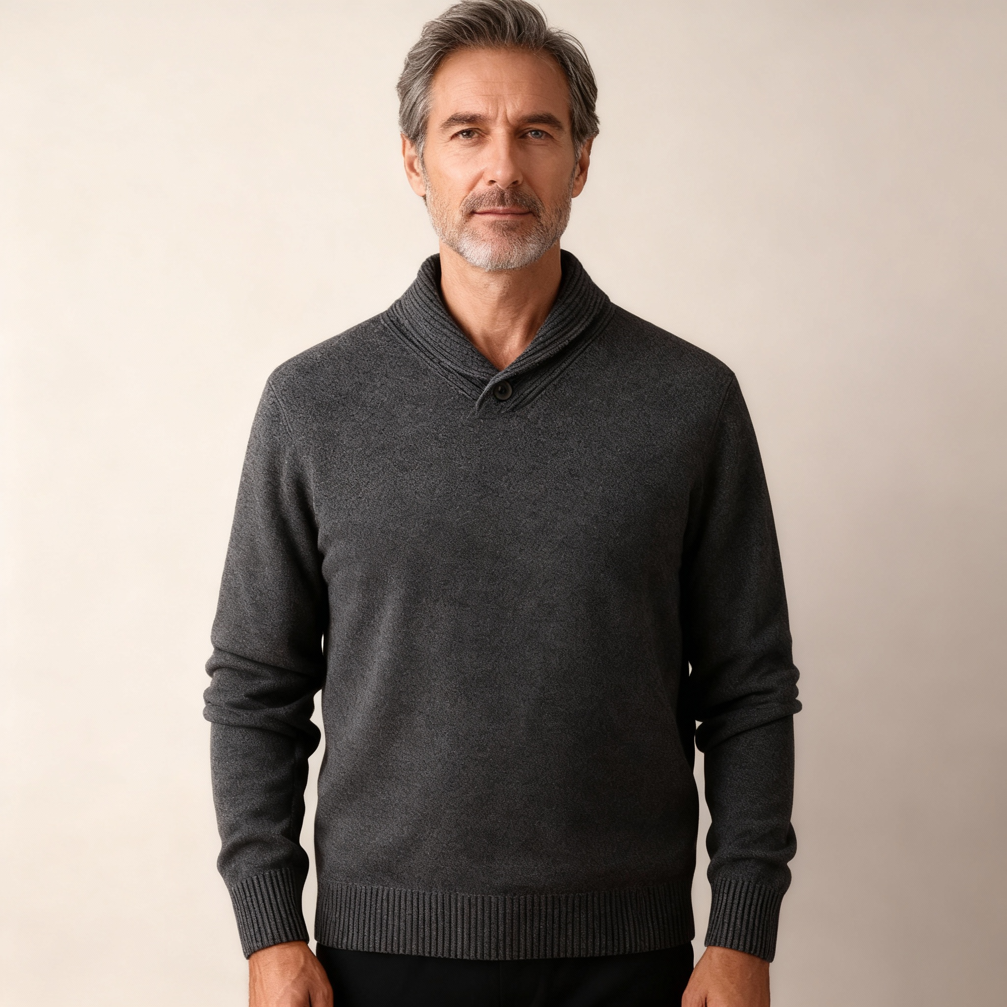 Men’s Merino Wool Button Sweater | Shawl Collar