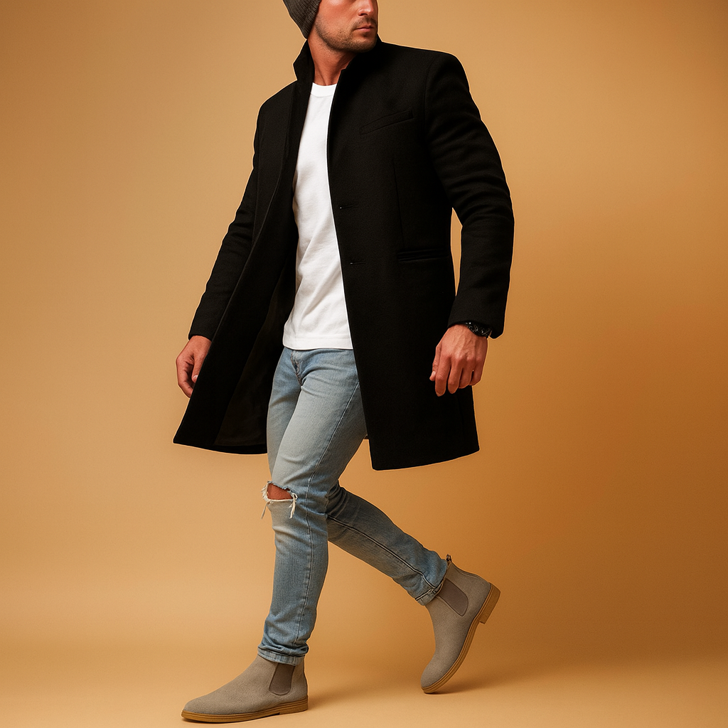 Men’s Wool Overcoat – Tailored Long Casual Winter Coat