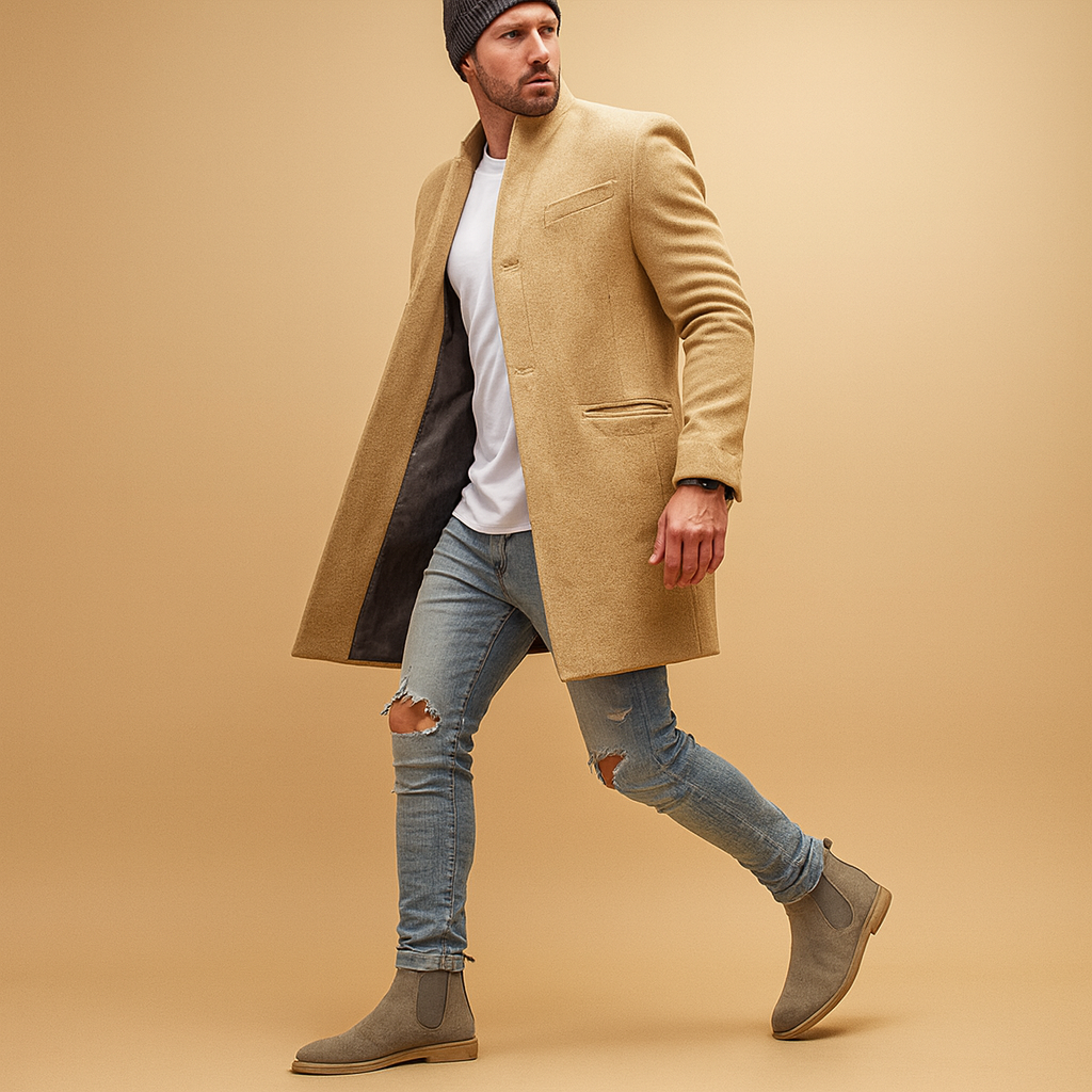 Men’s Wool Overcoat – Tailored Long Casual Winter Coat