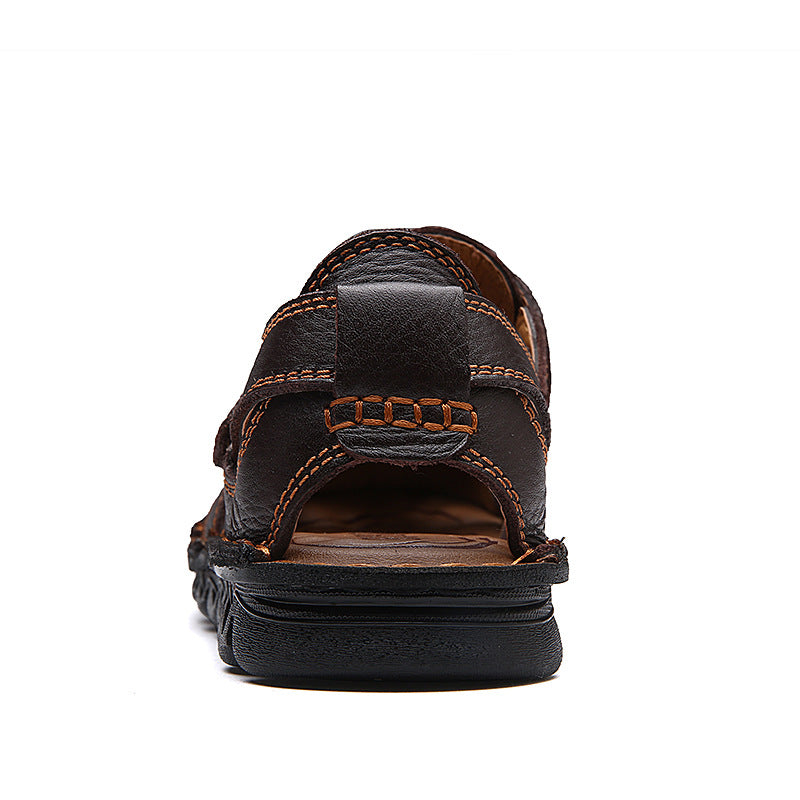 Dasfirin Men Cut Out Leather Sandals