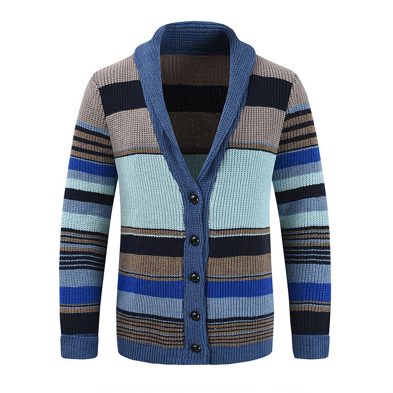 Men’s Colorblock Lapel Sweater Jacket – Modern Knit Design with Timeless Style