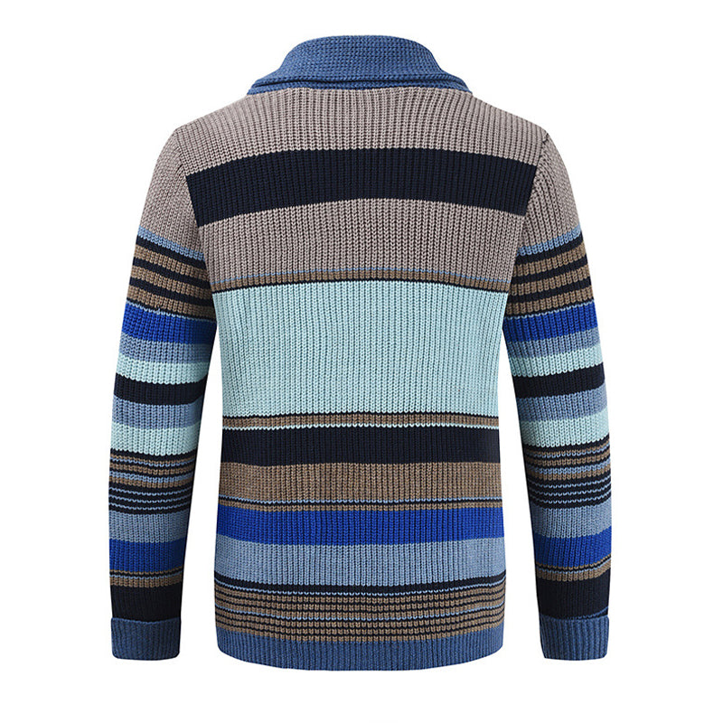 Men’s Colorblock Lapel Sweater Jacket – Modern Knit Design with Timeless Style
