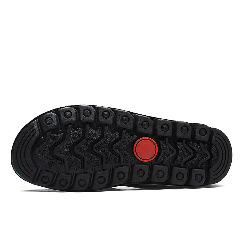 Dasfirin Men Cut Out Leather Sandals