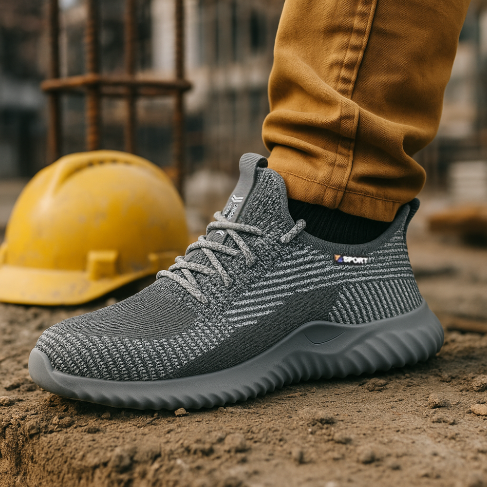 Men’s Lightweight Safety Shoes – Steel Toe Work Sneakers with Slip-Resistant Sole