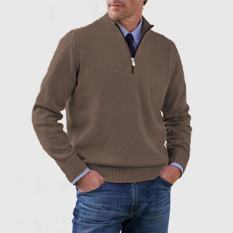 Men’s Half-Zip Mock Neck Sweater – Cotton Quarter Zip Design
