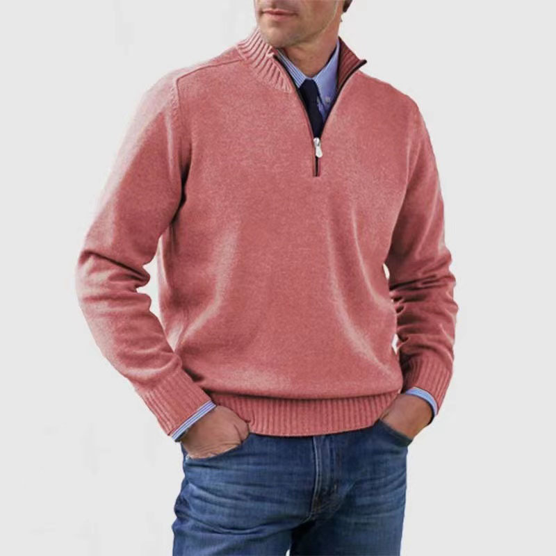 Men’s Half-Zip Mock Neck Sweater – Cotton Quarter Zip Design