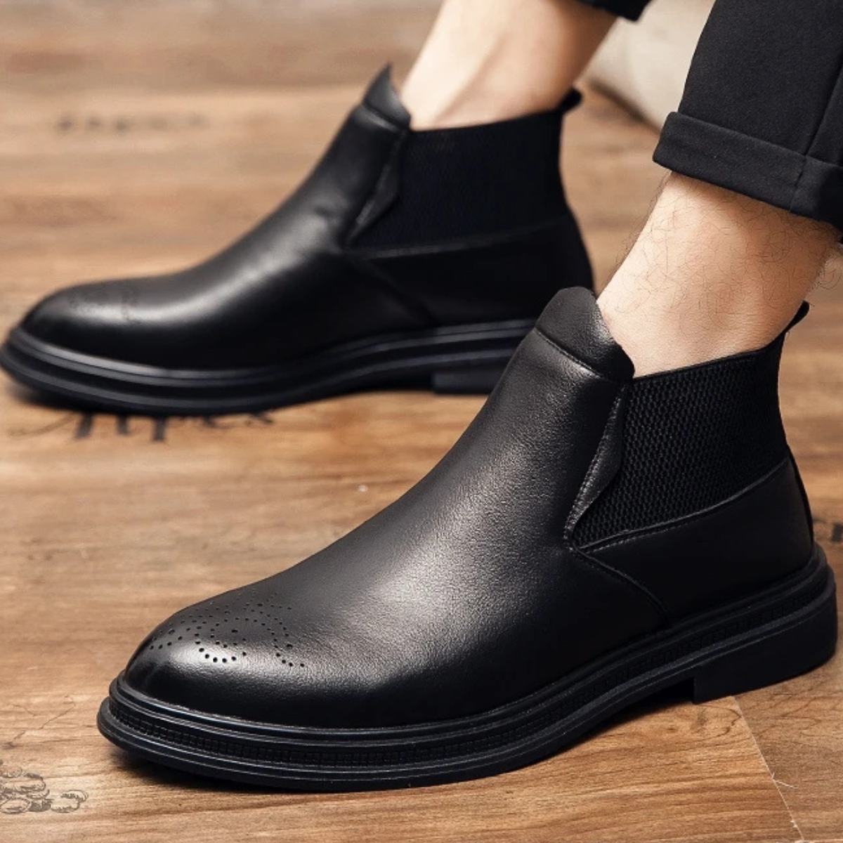 The Summerville Men’s Leather Brogue Detail Smart Casual Ankle Boots