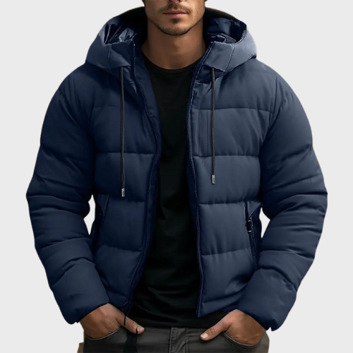 Men’s Hooded Puffer Jacket – Warm Winter Quilted Coat with Insulated Padding