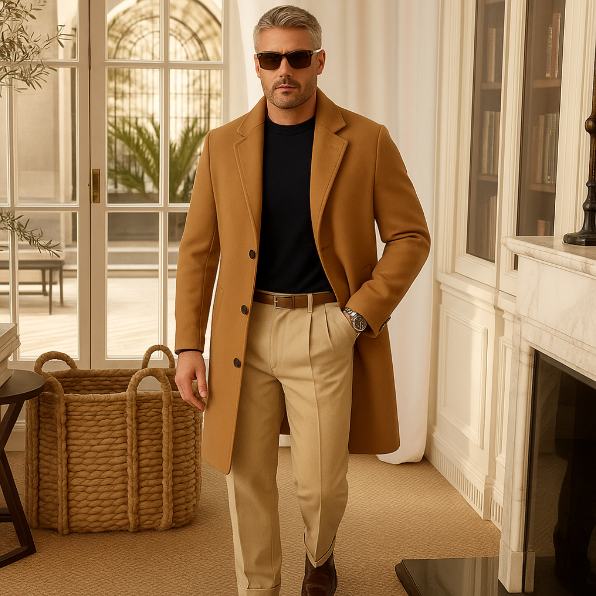 The Langley Mid Trench Length Coat for Men