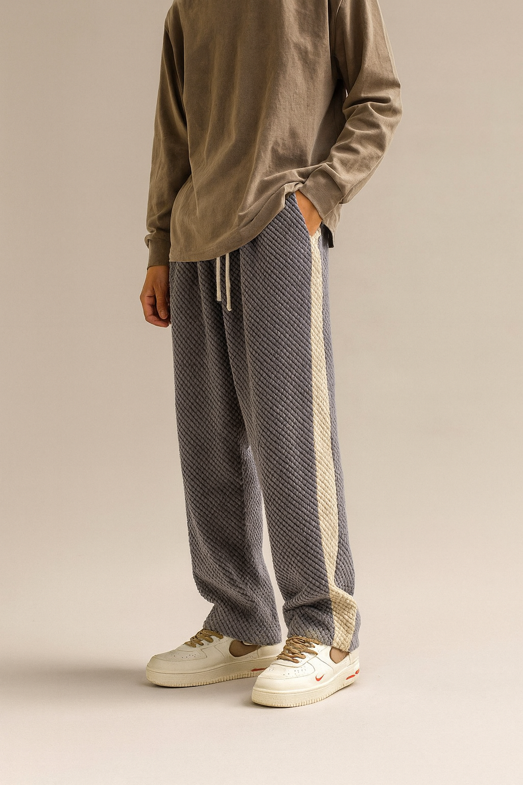 Men’s Wide-Leg Stripe Pants – Loose Fit Trousers