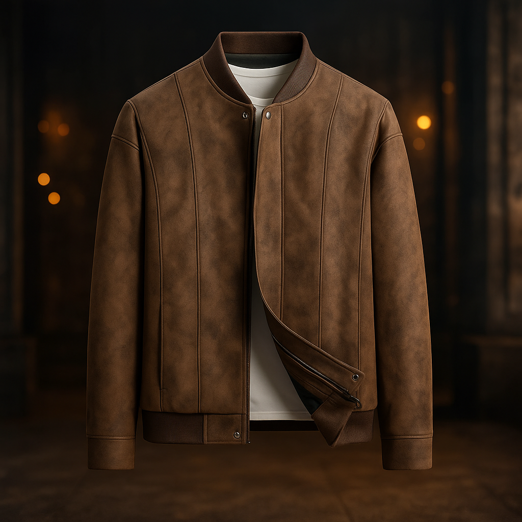 Stravon Men’s Suede Bomber Jacket – Classic Soft-Touch Outerwear