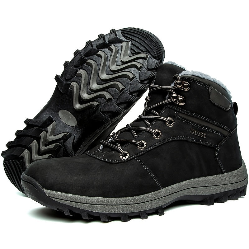 Outdoor Climbing Shoes - Men's Snow Boots with Slip-Rubber Sole and Fleece Lining